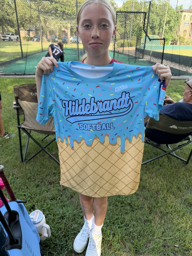 Showing off a new softball jersey